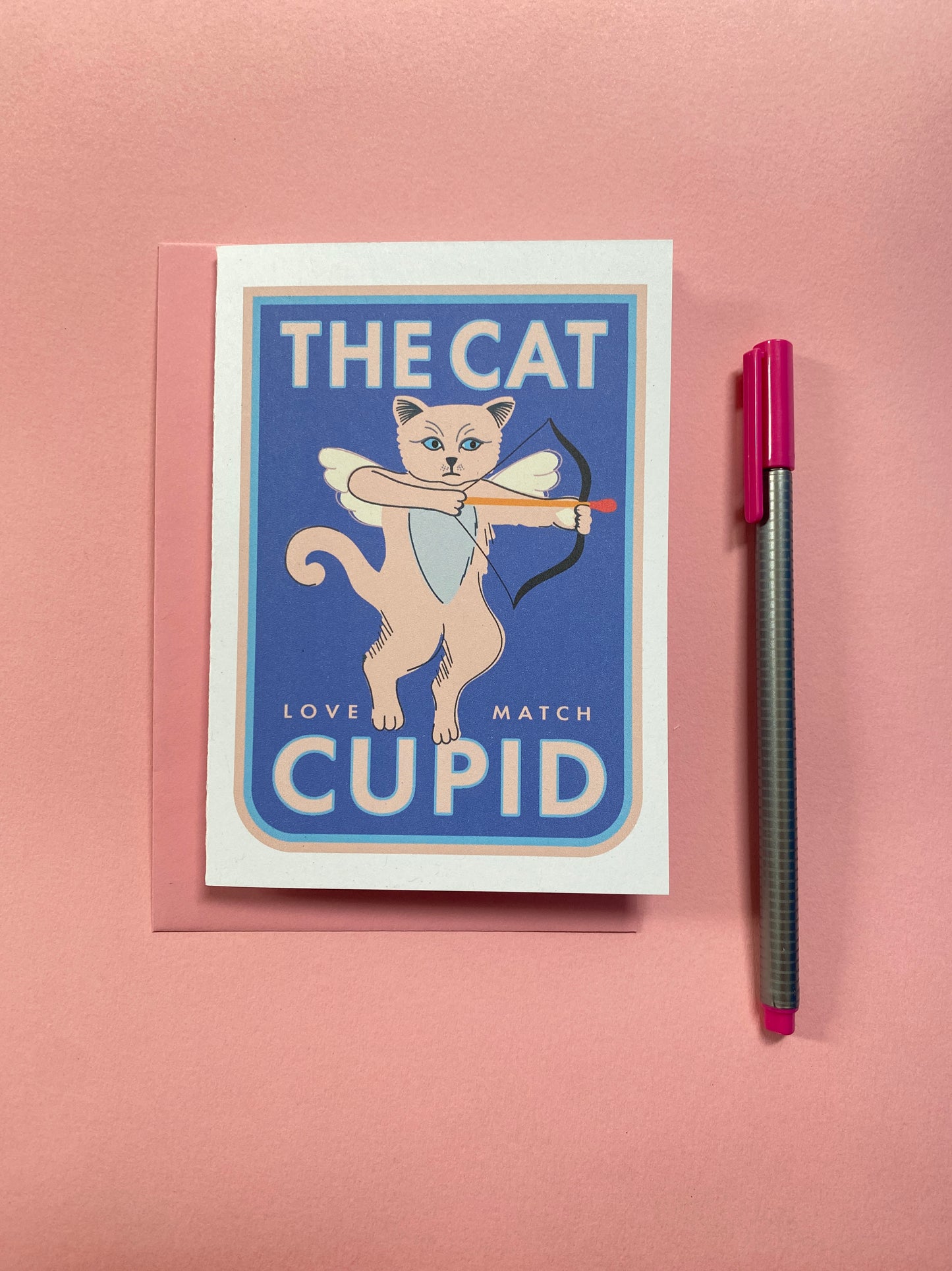 Cat Cupid Greeting card, Cute and quirky cat Greeting Card!