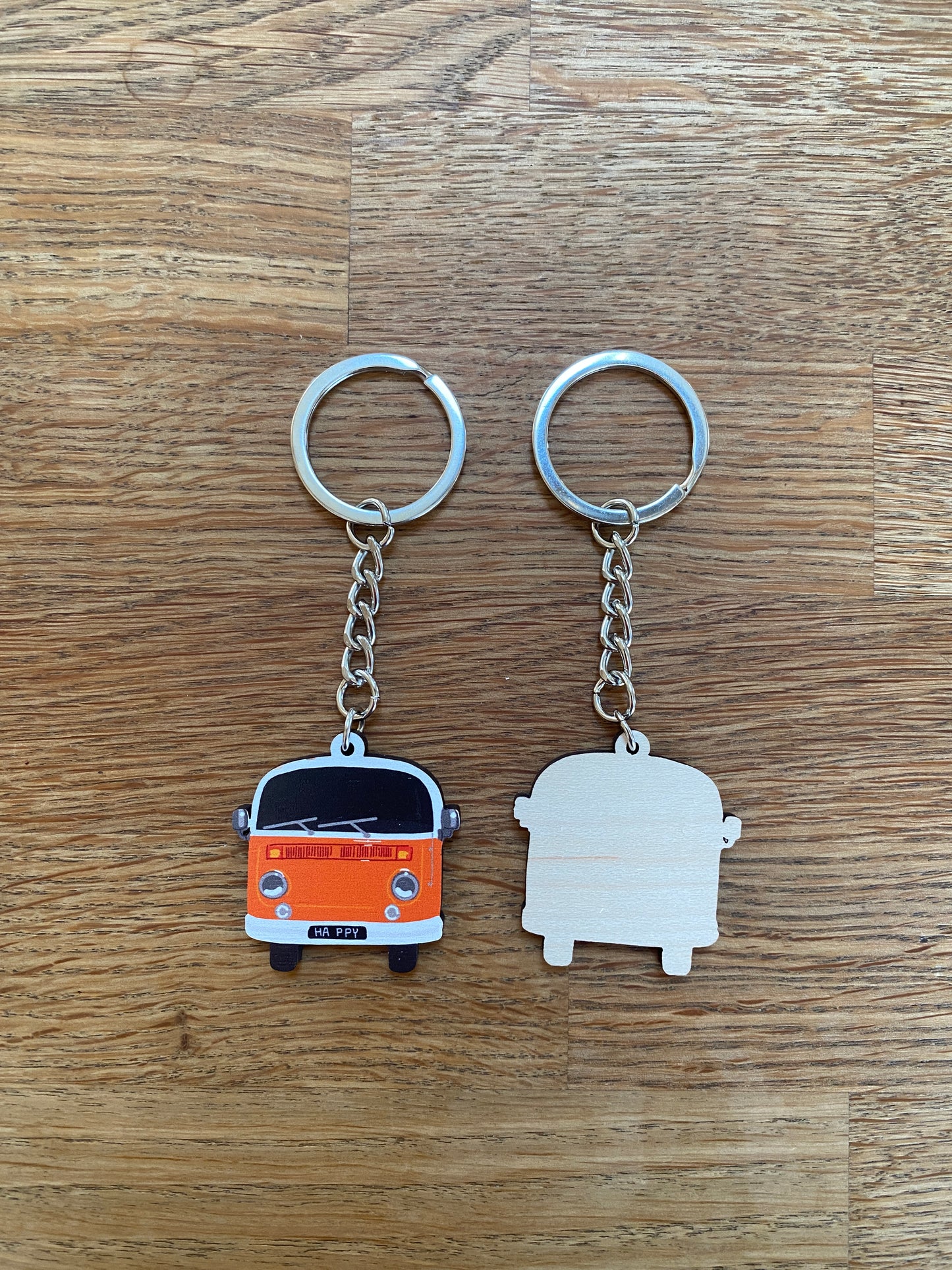 Brightly coloured Campervan keyrings, Retro Campervan gifts, choose from 4 colours