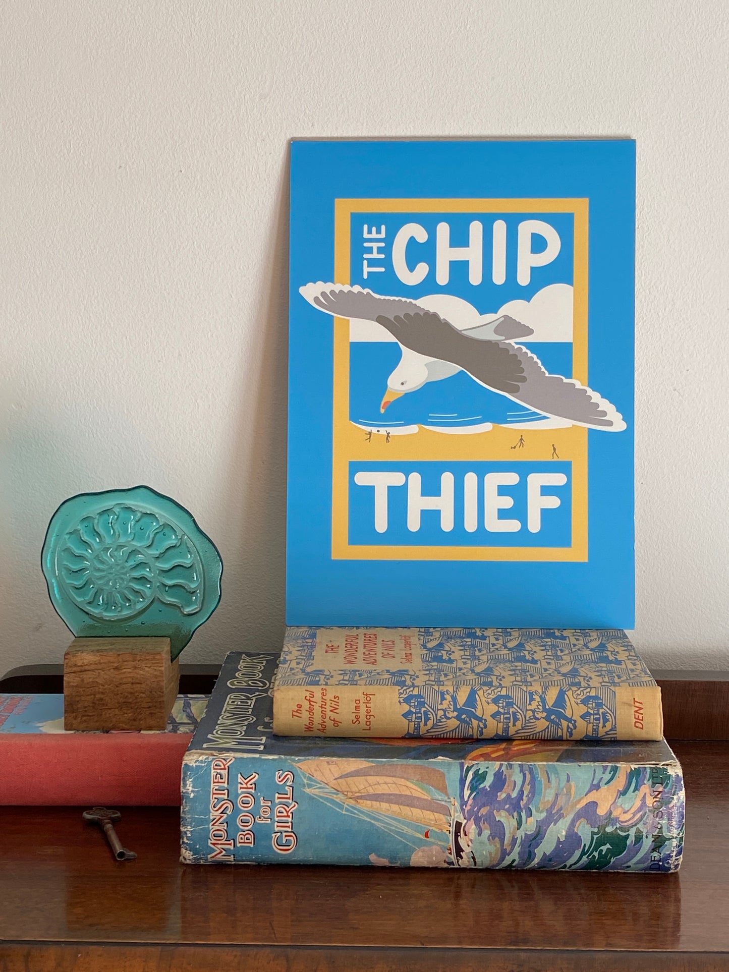 The Chip Thief Seagull A4 Art Print, Cheeky seaside theme!