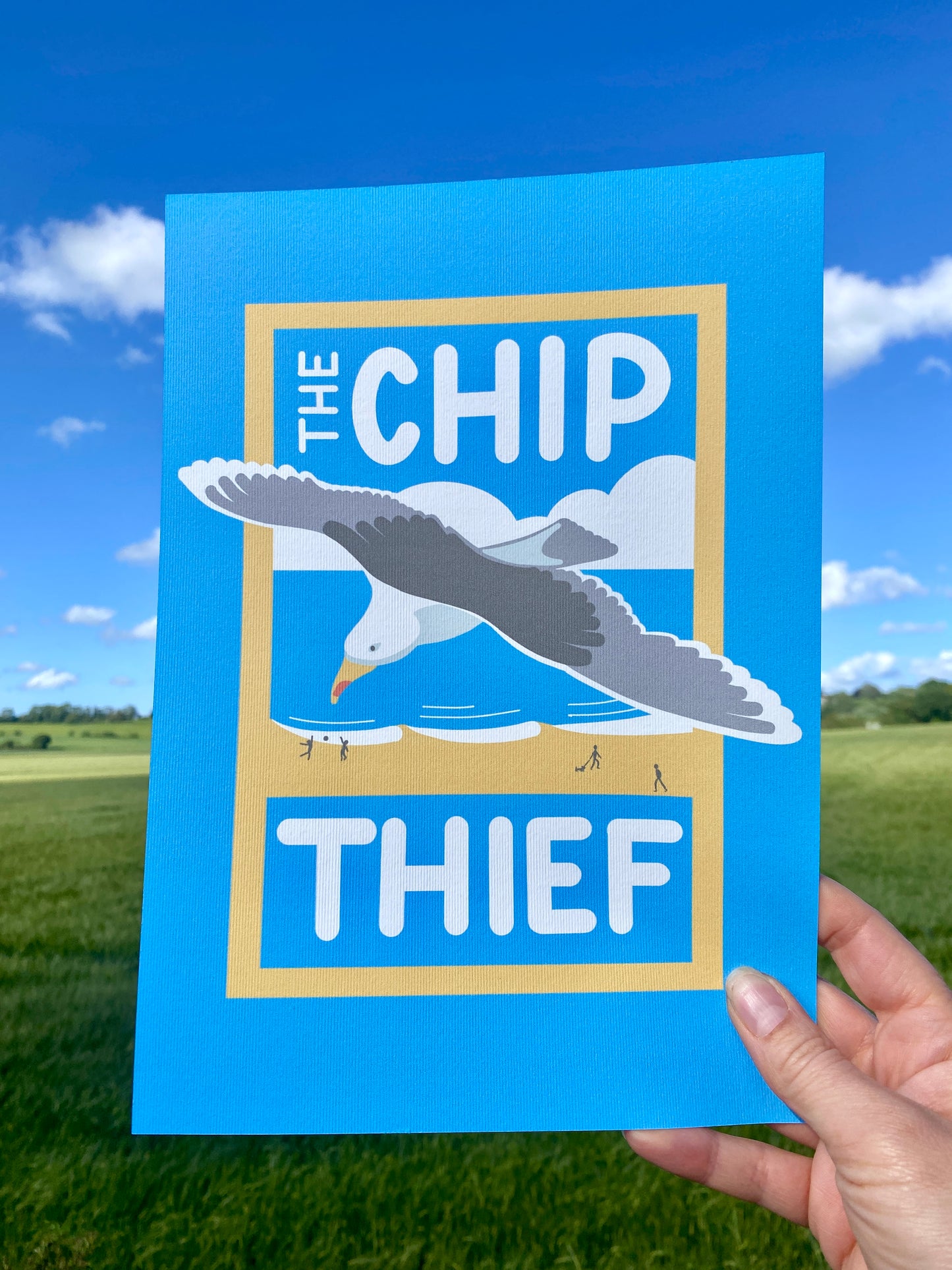 The Chip Thief Seagull A4 Art Print, Cheeky seaside theme!