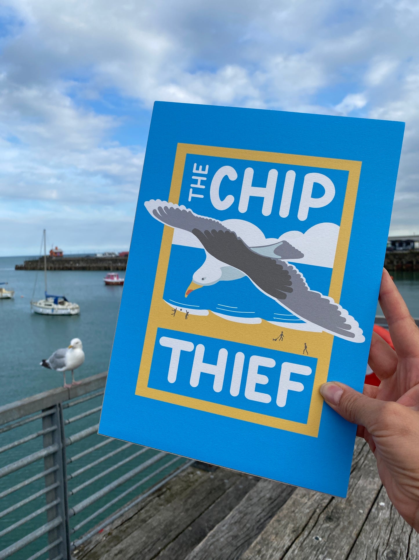 The Chip Thief Seagull A4 Art Print, Cheeky seaside theme!