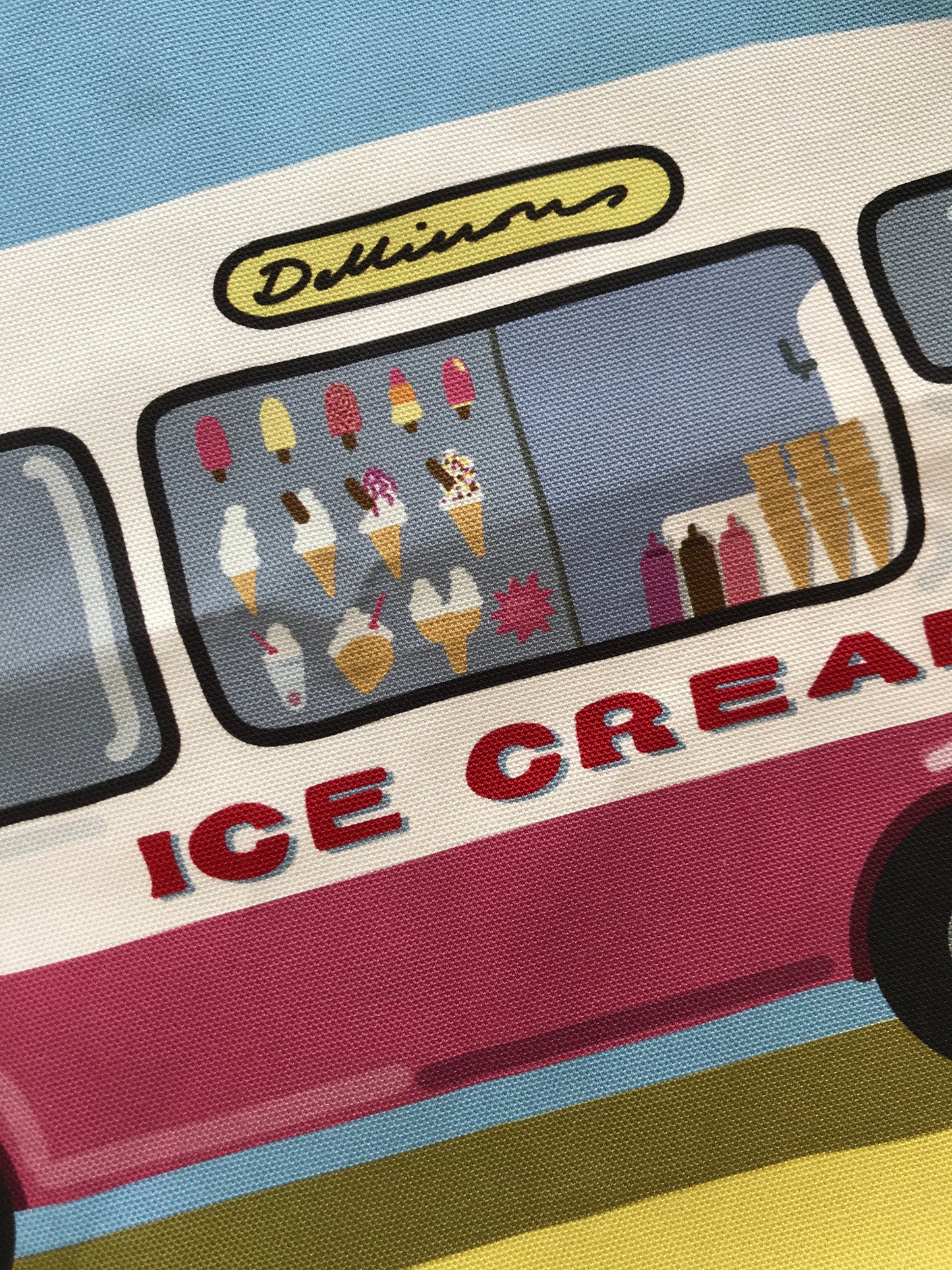 Retro style Ice Cream Van Tea Towel, 100% Cotton Designed and Printed in the UK