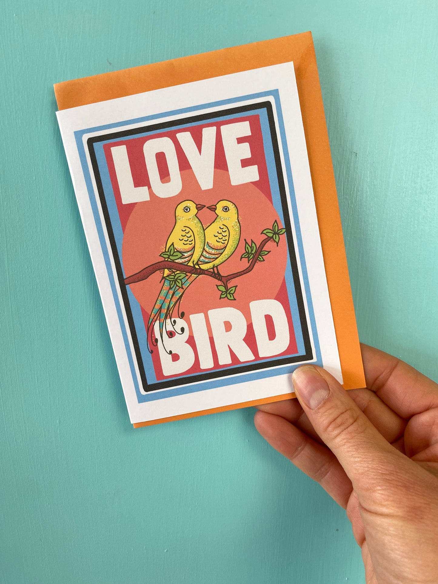 Love Bird Greeting card, Spread the love, Quirky love bird design