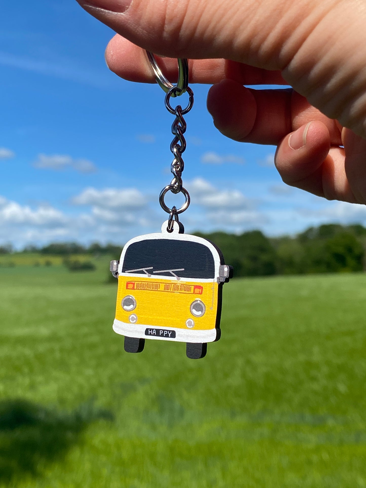 Brightly coloured Campervan keyrings, Retro Campervan gifts, choose from 4 colours