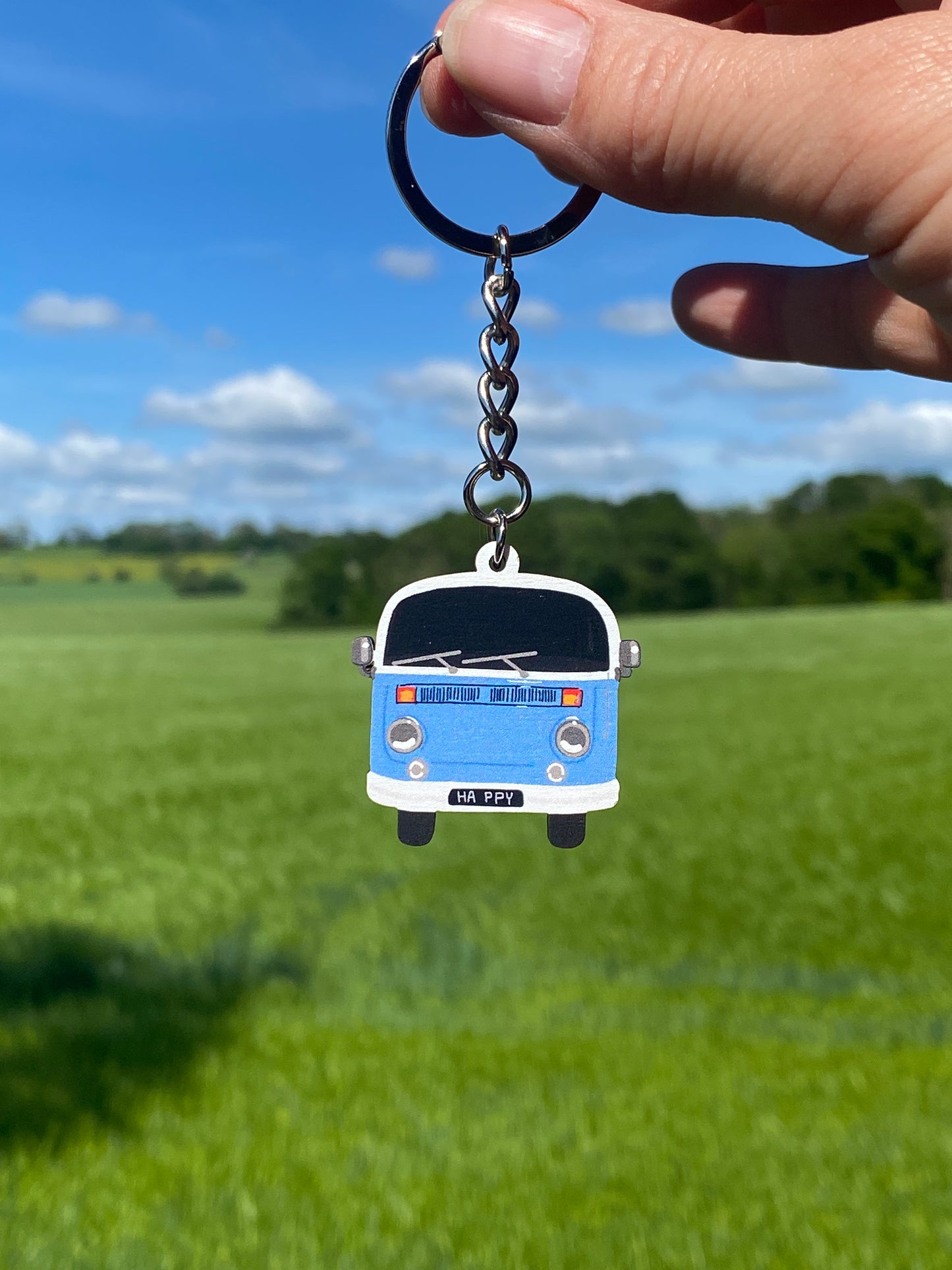 Brightly coloured Campervan keyrings, Retro Campervan gifts, choose from 4 colours