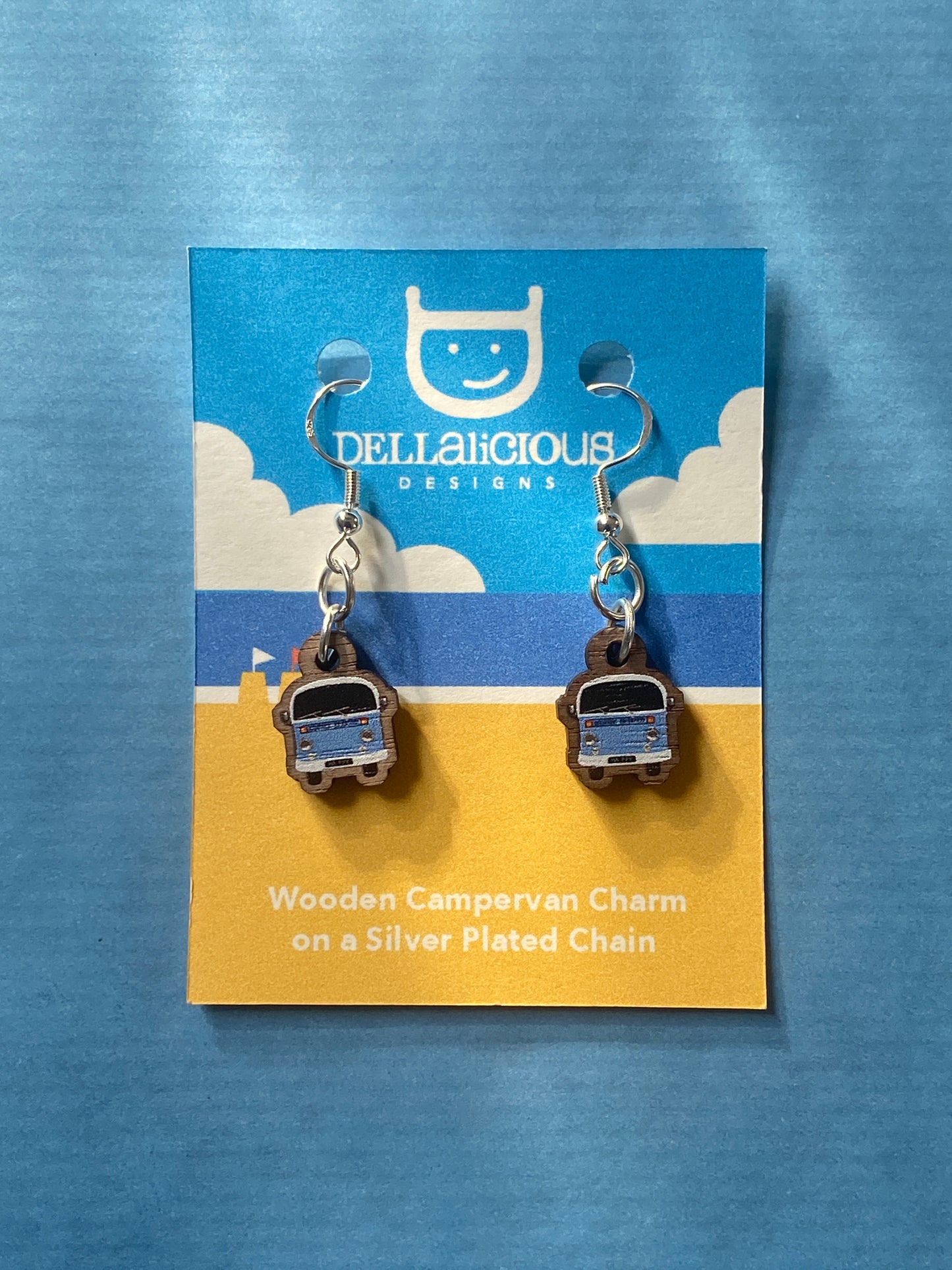 Novelty Campervan Earrings, made from sustainably sourced wood and 925 Sterling Silver findings