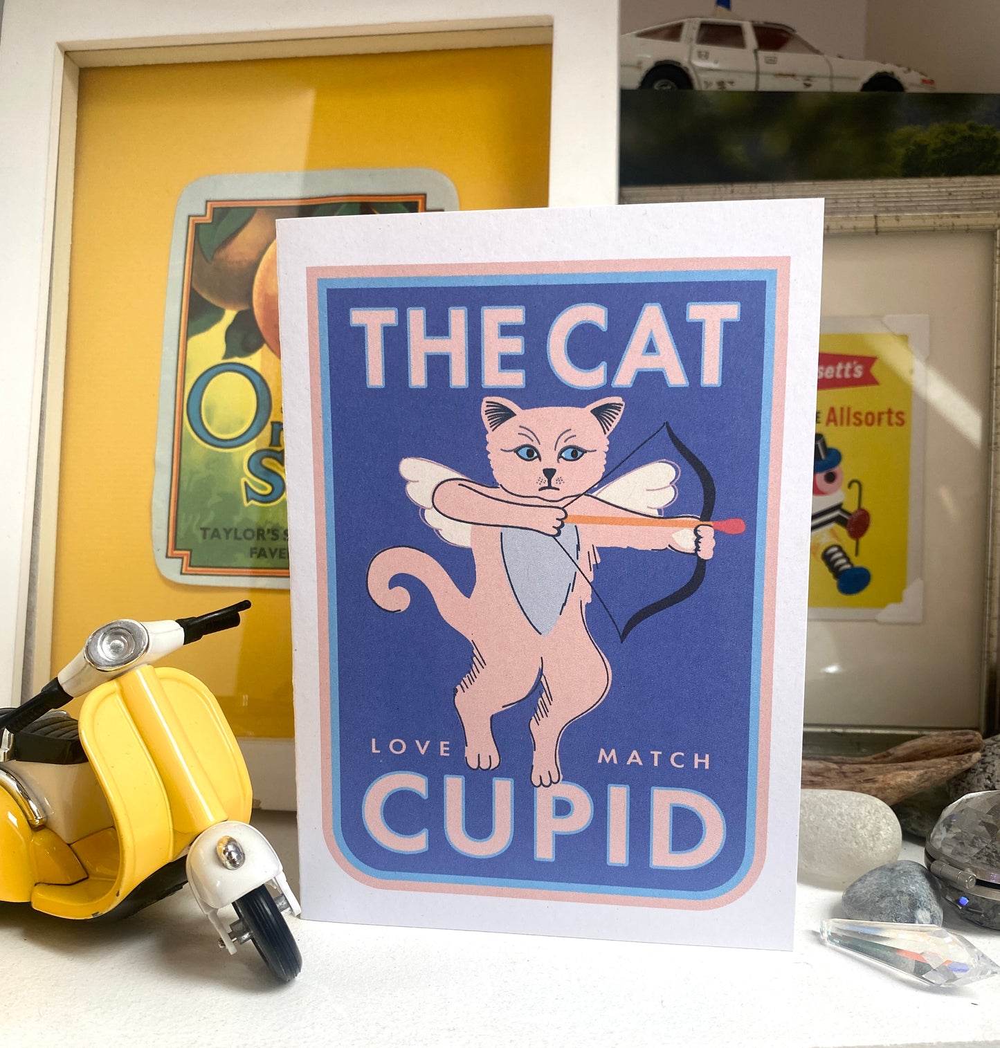 Cat Cupid Greeting card, Cute and quirky cat Greeting Card!