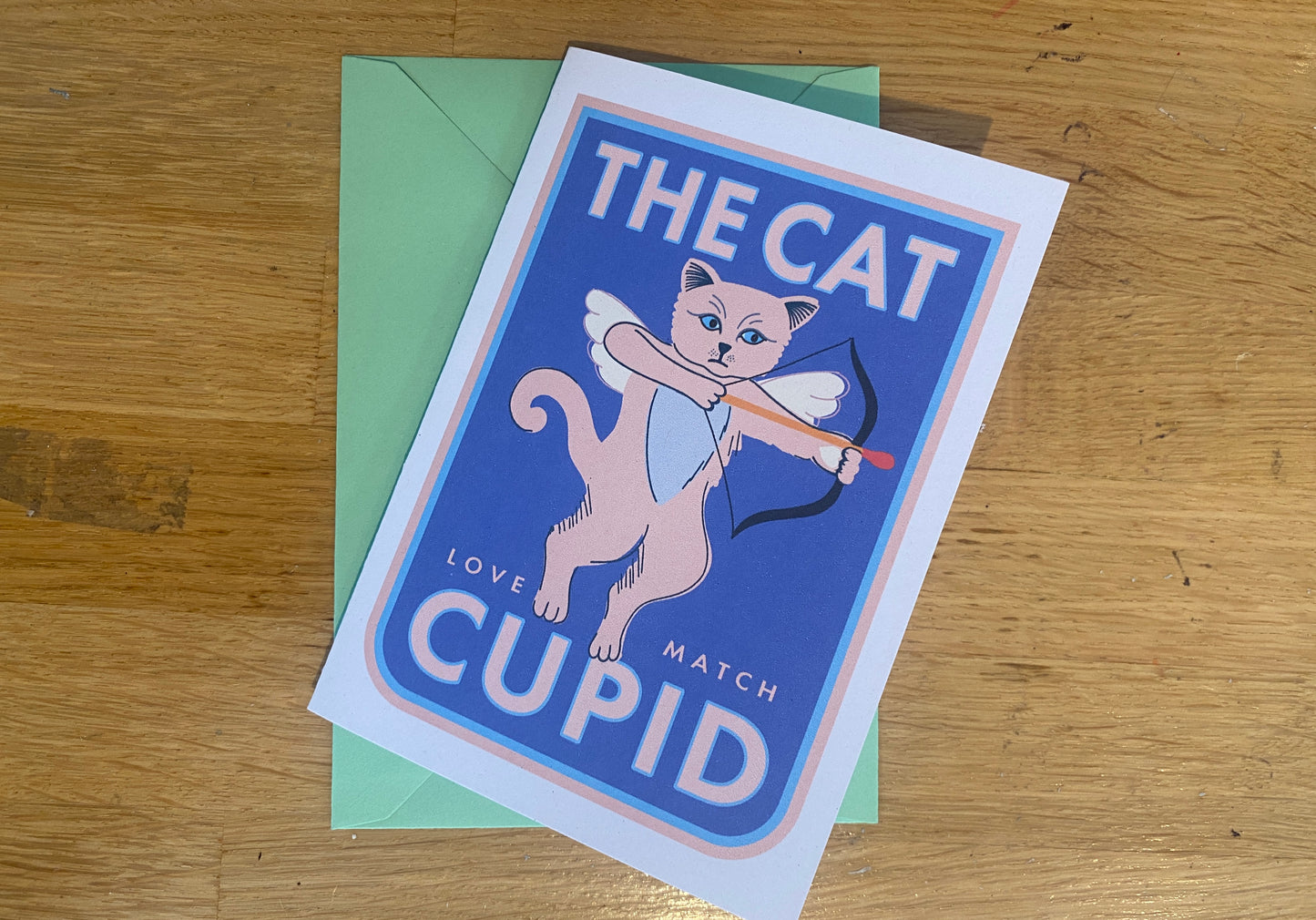 Cat Cupid Greeting card, Cute and quirky cat Greeting Card!