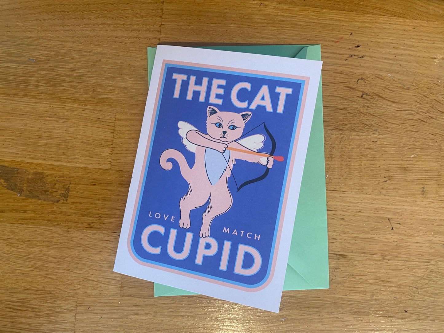 Cat Cupid Greeting card, Cute and quirky cat Greeting Card!