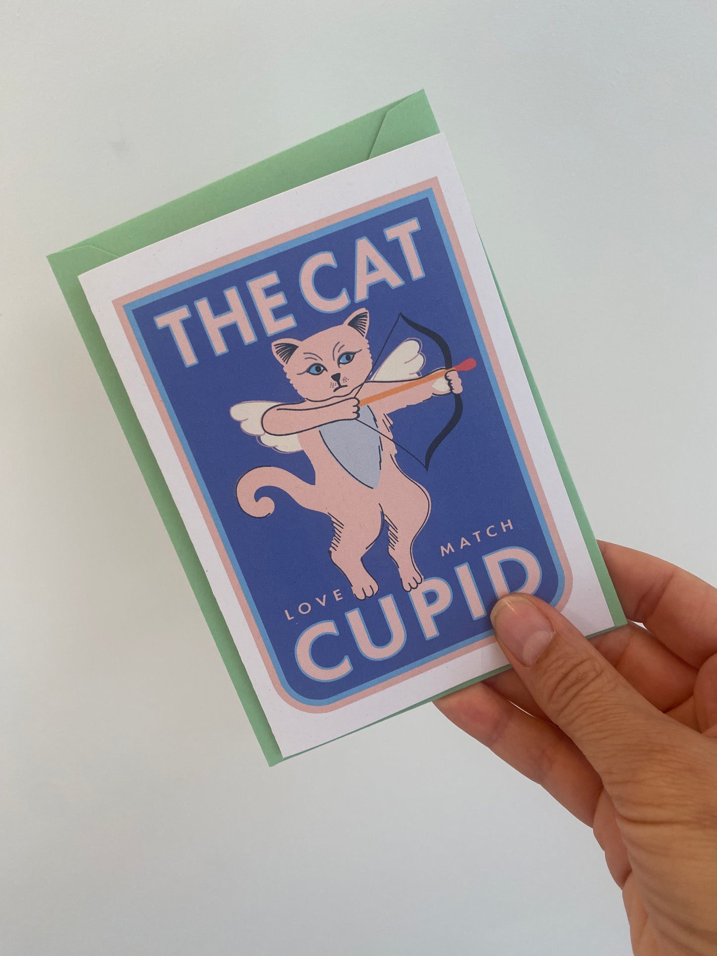 Cat Cupid Greeting card, Cute and quirky cat Greeting Card!