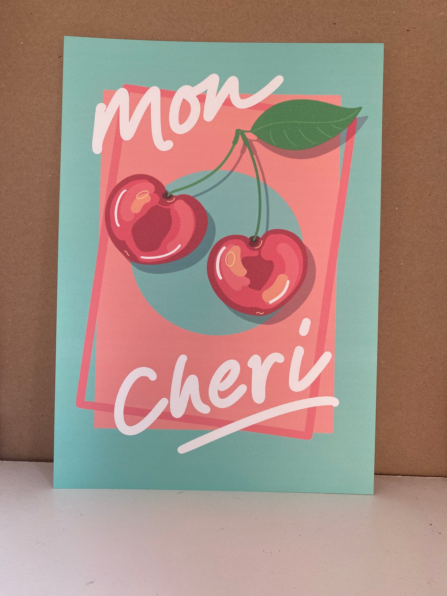 Bright of Colourful Mon Cheri Art Print, Cherry art print