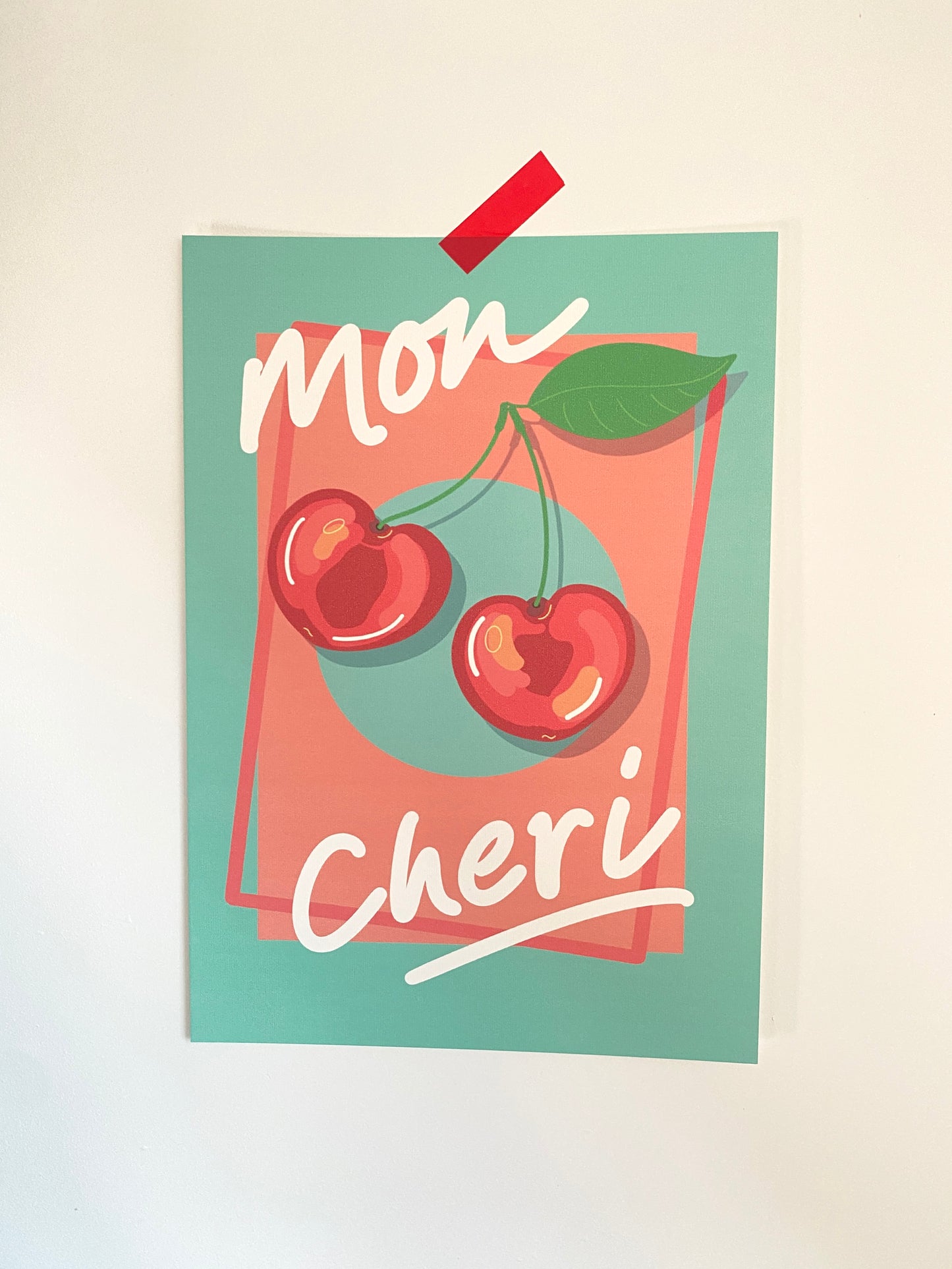 Bright of Colourful Mon Cheri Art Print, Cherry art print