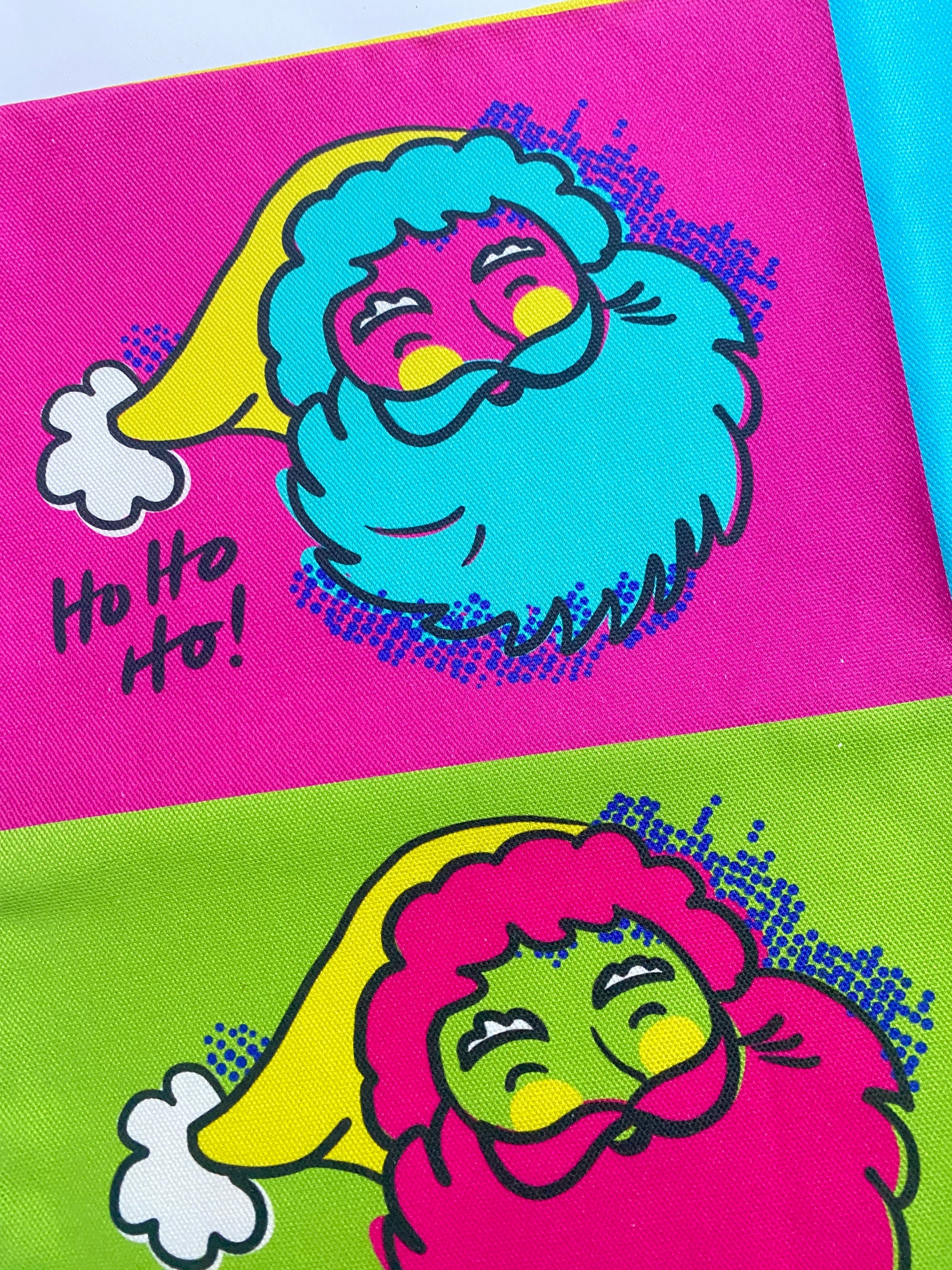 Bright and Colourful Pop art Santa Tea towel, Pop art Santa, Merry and Bright Christmas Decor