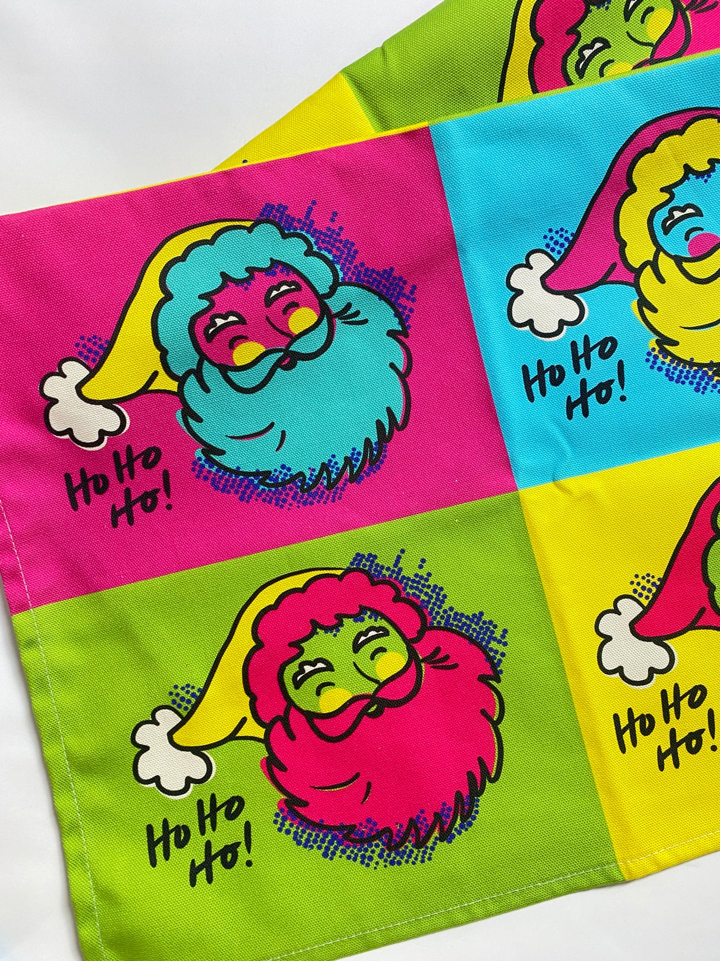 Bright and Colourful Pop art Santa Tea towel, Pop art Santa, Merry and Bright Christmas Decor