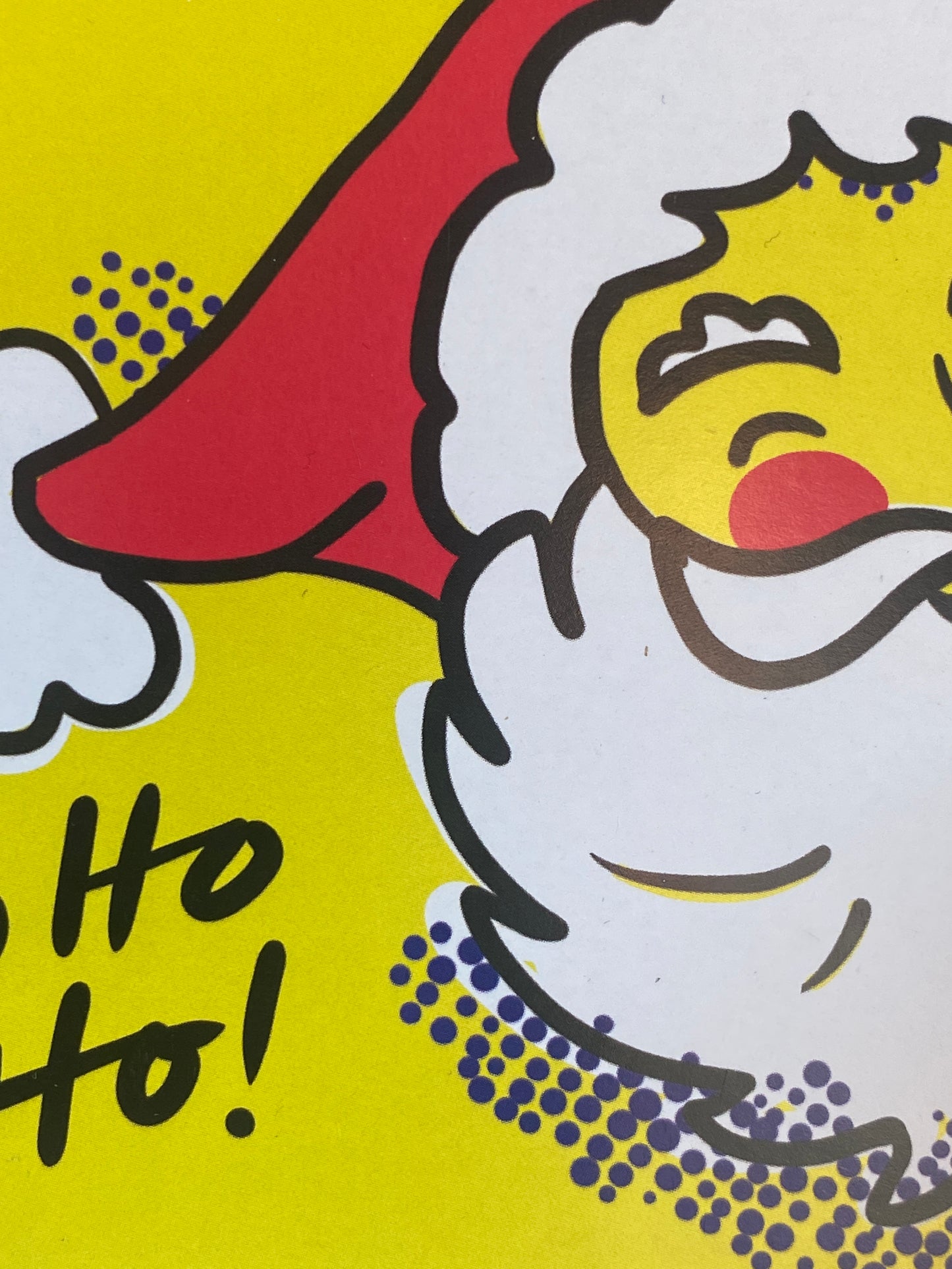 Yellow Pop Art Santa Christmas card, Vintage Inspired, Bright Fun card