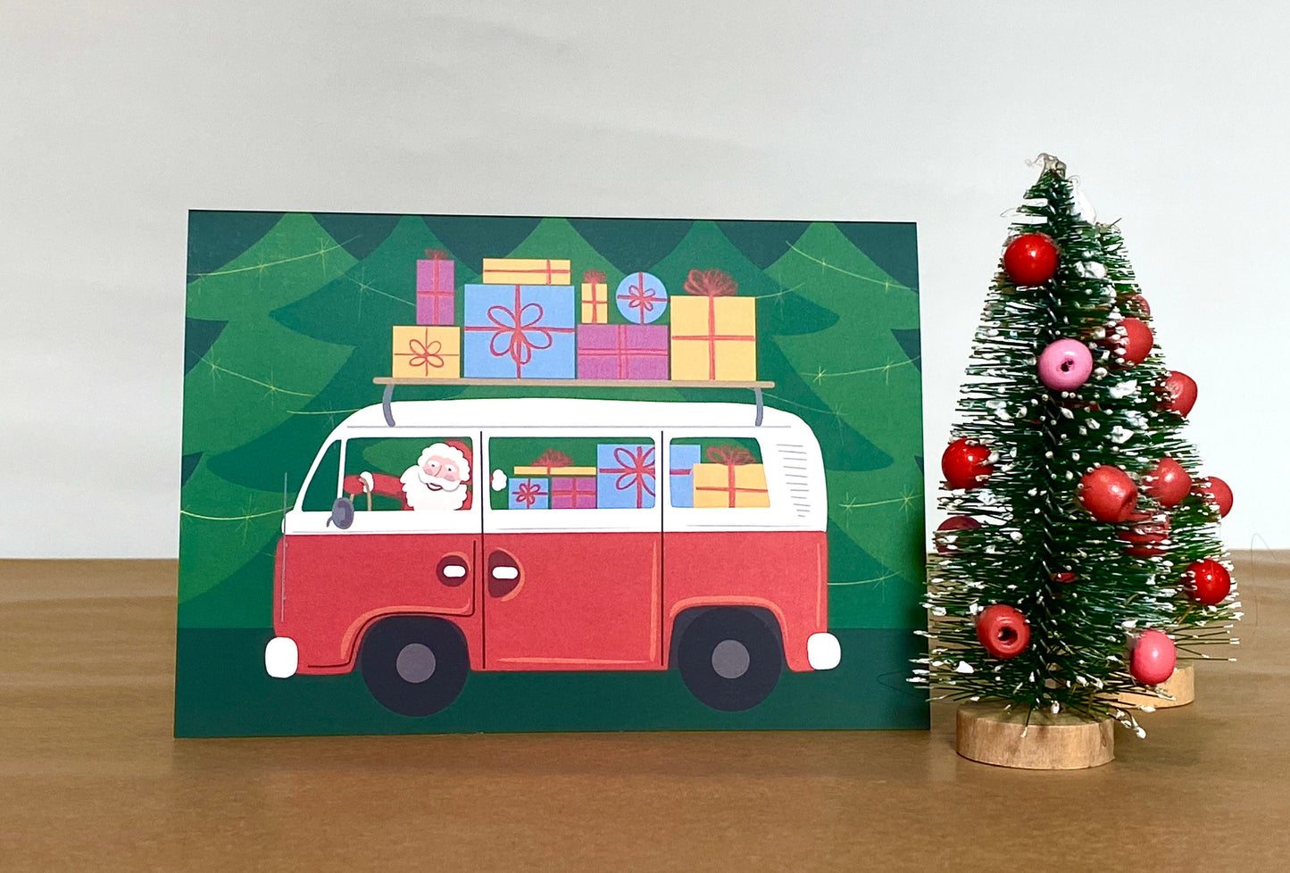 Santa in a Campervan Christmas Card, A Christmas Campervan,