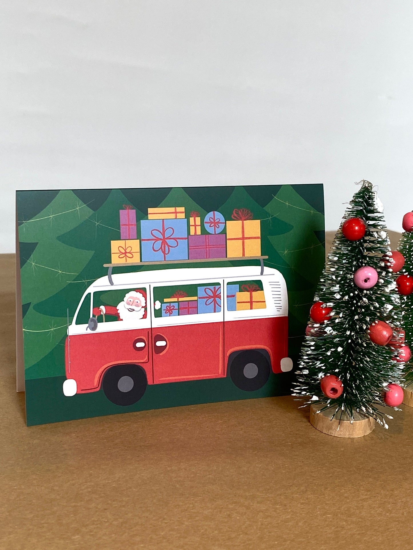 Santa in a Campervan Christmas Card, A Christmas Campervan,