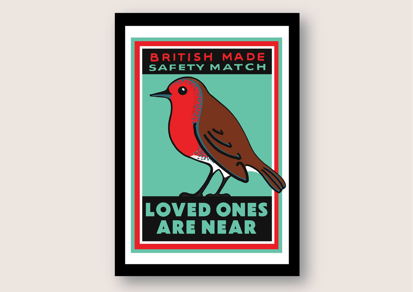 Robin Art Print, Vintage Matchbox Label Inspired, A4 Art Print