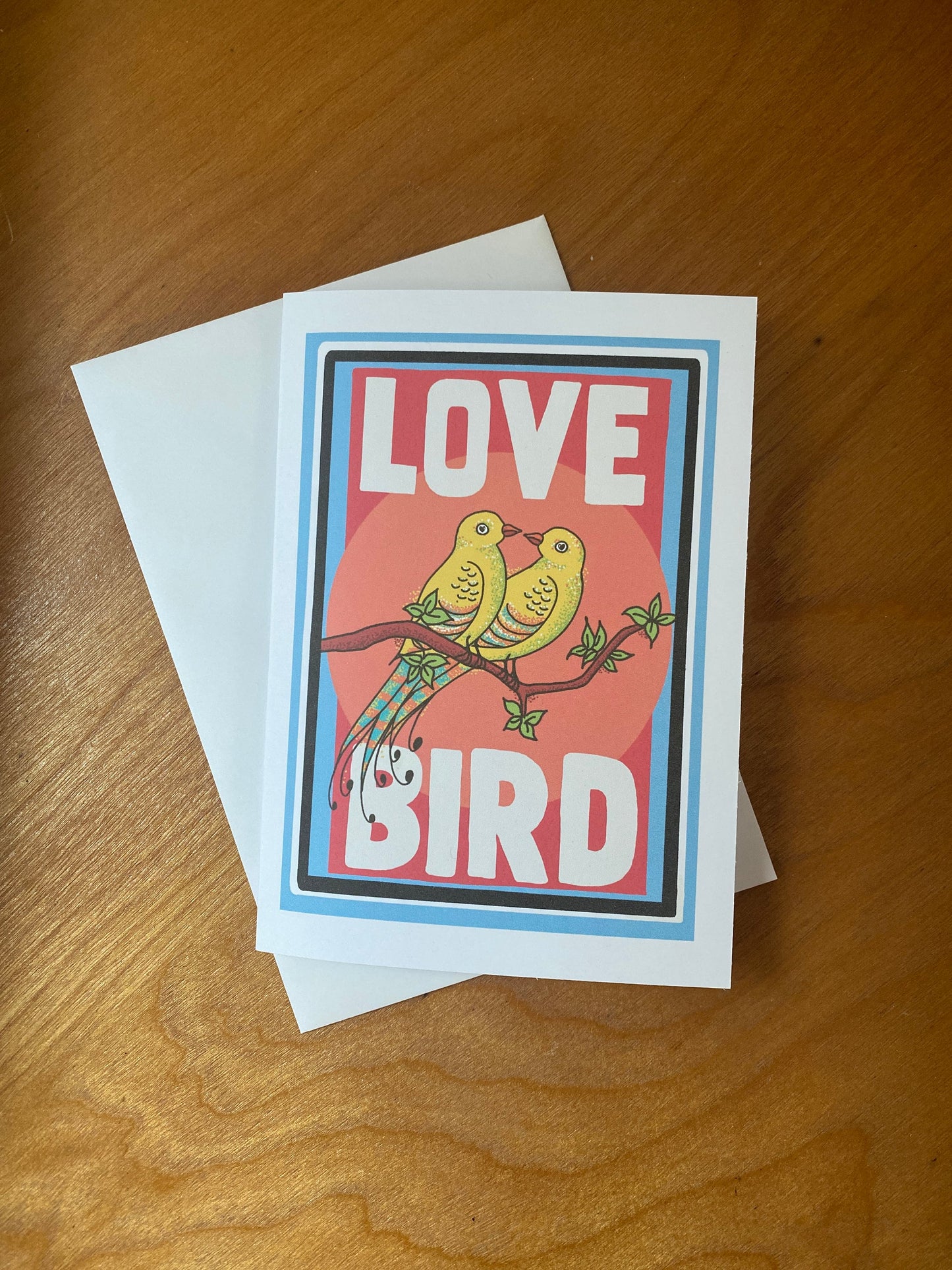 Love Bird Greeting card, Spread the love, Quirky love bird design